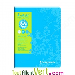 Cahier recycl� Grand carreaux 17x22cm 96p Bleu Forever