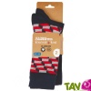 2 paires Chaussettes Coton Bio, marine et cubes rouges 43-46