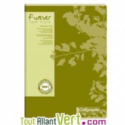 Cahier recycl� Petits carreaux A4 96p Vert Forever