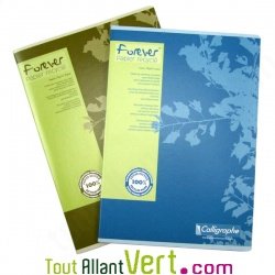 Cahier recycl� Petits carreaux A4 96p Vert Forever