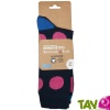 Chaussettes Femme Coton Bio, 2 paires uni marine et grands pois roses