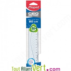 R�gle plate 20 cm en plastique recycl� et gradu�