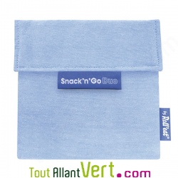Sac � gouter Snack\'NGo Duo Bleu avec 2 pochettes r�utilisable et lavable