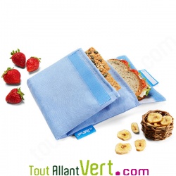 Sac � gouter Snack\'NGo Duo Bleu avec 2 pochettes r�utilisable et lavable