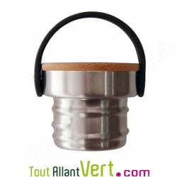 Bouchon inox et bambou pour gourde inox large goulot, Laken