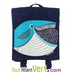 Sac � dos enfant bio Baleine et ses poissons 23 x 23 x 7.5 cm
