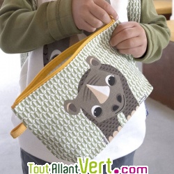 Grande trousse bio cole enfant Rhinocros 22 x 13 cm
