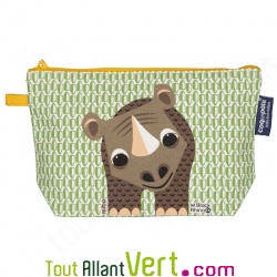 Grande trousse bio cole enfant Rhinocros 22 x 13 cm