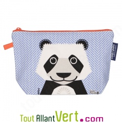 Trousse d\'�cole en coton bio Panda grande taille 22 x 13 cm