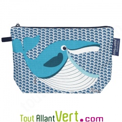 Grande trousse d\'�cole enfant en coton bio Baleine 22 x 13 cm