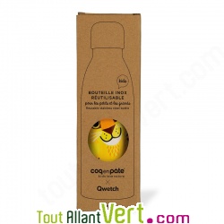 Bouteille inox rutilisable enfant 500 mL Lion, Qwetch x Coq en Pte