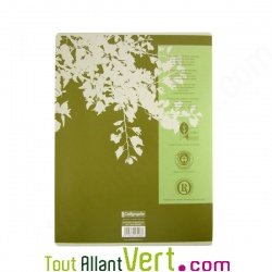 Cahier recycl� 24x32cm Grands carreaux 96p Vert Forever