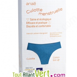 Culotte menstruelle flux abondants en coton bio, Bleu