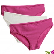 Culottes en Coton Bio 2 roses + 1 �crue, lot de 3, Taille L