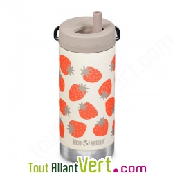 Gourde enfant inox isotherme Fraises 350mL, Klean Kanteen