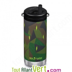 Gourde inox isotherme Camouflage et Eclairs, enfant 350mL, Klean Kanteen