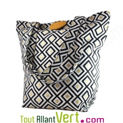 Grand Sac cabas en toile, Losanges et coton bio