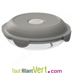 Assiette en verre avec couvercle �tanche gris