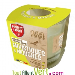 Bougie r�pulsive moustiques et mouches au g�raniol, 20h d\'utilisation, origine v�g�tale