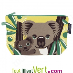 Grande trousse Enfant pour crayons en coton bio Koala 22 x 13 cm