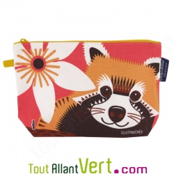 Grande trousse Ecole en coton bio Panda Roux, 22 x 13 cm