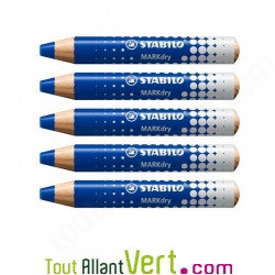 Crayon marqueur effa�able Bleu pour tableau blanc et ardoise, lot de 5
