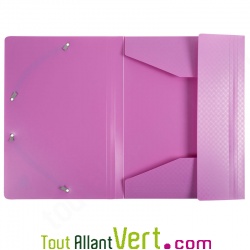 Chemise � �lastiques 3 rabats polypro recycl� mauve