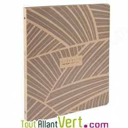 Classeur Simili cuir, Feuilles, 4 anneaux, dos de 2cm