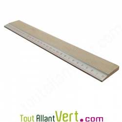 R�gle 30cm biseaut� en bois bord blanc non trait� origine France