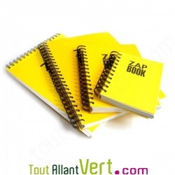 Bloc spirale � l\'italienne uni recycl� A4 80g 320 pages Jaune s�rie ZapBook