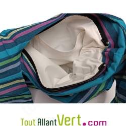Sac Bandouli�re � rayures bleu et vert en Coton Bio