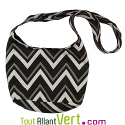 Sac Bandouli�re en Toile noire et blanc, en Coton Bio