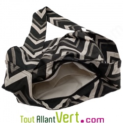 Sac Bandouli�re en Toile noire et blanc, en Coton Bio