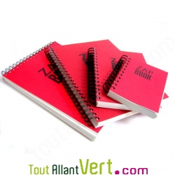 Bloc spirale uni recycl� Rouge A5, 320 pages ZapBook