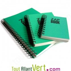 Bloc spirale uni recycl� A5, 320 pages Vert ZapBook