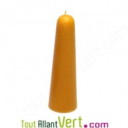 Bougie conique en cire d\'abeille jaune 13,5cm x 4cm longue combustion