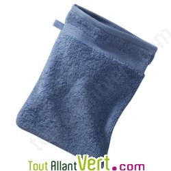 Gant de toilette bleu, 22x16cm, en �ponge 100% coton bio