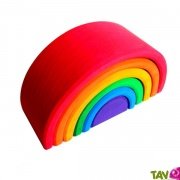 Arc en ciel en bois empilable, 6 pi�ces, 17 cm