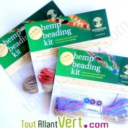 Kit cration collier ou bracelet brsilien en chanvre bio avec perles