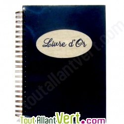 Livre d\'or recycl� � spirale, marine, brod� sur lin, 21x29,7cm, 60 pages 175g