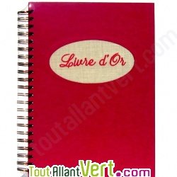 Livre d\'or recycl� � spirale, fuchsia, brod� sur lin, 21x29,7cm, 60 pages 175g