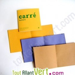 Carnet carr� recycl� rustique jaune et blanc 32p 14x14 cm
