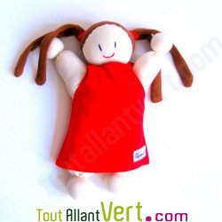 Poup�e chiffon en coton bio, blanc et rouge, 25 cm