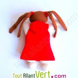 Poup�e chiffon en coton bio, blanc et rouge, 25 cm