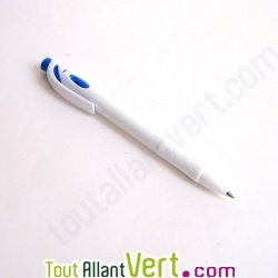 Stylo bille bleu en plastique 100% recycl� r�tractable