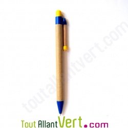 Stylo bille bleu en papier recycl rtractable