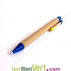 Stylo bille bleu en papier recycl rtractable