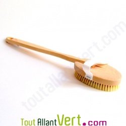 Brosse de massage avec manche en bois et soie naturelle, 43 cm