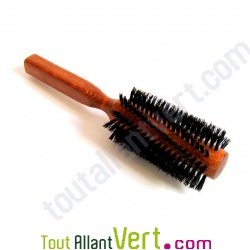 Brosse cheveux ronde en bois, poils naturel de sanglier