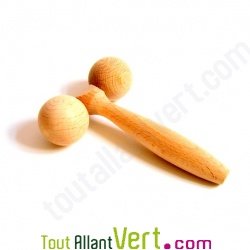 Masseur en bois de h�tre en T, 13 cm